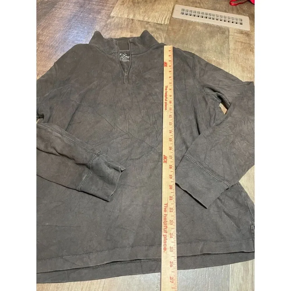 J Crew Sweater Sweatshirt Womens Medium M Brown Long Sleeve Pull over Zip neck
